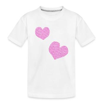 zwei rosa herzen glitzer herz - Kinder Premium Bio T-Shirt - Weiß - Vorne