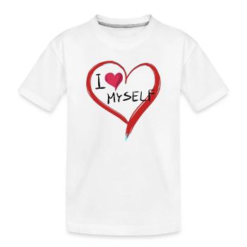 Je m’aime coeur texte symbole forme - T-shirt bio Premium Enfant - blanc - Devant