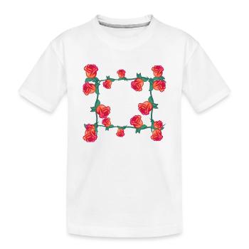 Plantes rouges Ligne Fleur Rose Rectangle Fleurs - T-shirt bio Premium Enfant - blanc - Devant