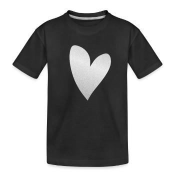 herz grau glitzer symbol liebe form - Kinder Premium Bio T-Shirt - Schwarz - Vorne