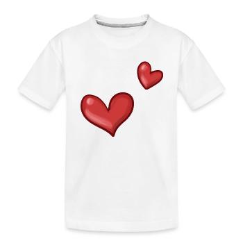 Two Red Hearts Heart - Kids' Premium Organic T-Shirt - white - Front