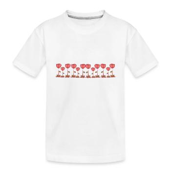 ligne fleurs roses ligne rouge - T-shirt bio Premium Enfant - blanc - Devant