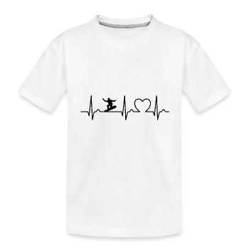 Courbe ECG - Courbe cardiaque - Pouls - Snowboard - T-shirt bio Premium Enfant - blanc - Devant