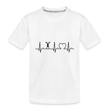 Herzkurve Gewichtheben - Kraftsport, EKG, Puls - Kinder Premium Bio T-Shirt - Weiß - Vorne