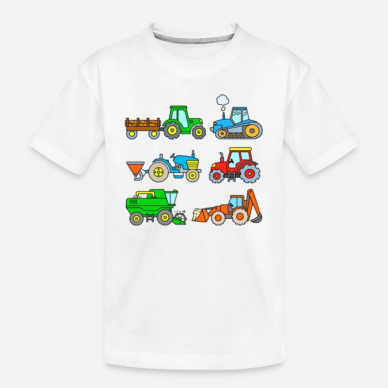 Red Tractor Moissonneuse-batteuse Excavatrice Ferme de tracteurs - T-shirt bio Premium Enfant - blanc