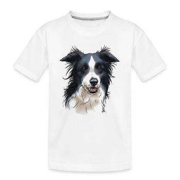 Tête de border collie (pour textiles clairs) - T-shirt bio Premium Enfant - blanc - Devant
