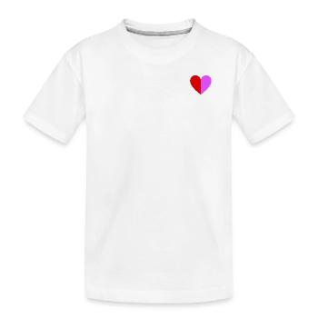 Coeur bicolore rouge-rose foncé - T-shirt bio Premium Enfant - blanc - Devant
