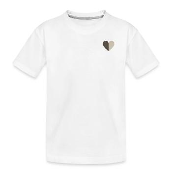 Two-tone heart brown-beige - Kids' Premium Organic T-Shirt - white - Front
