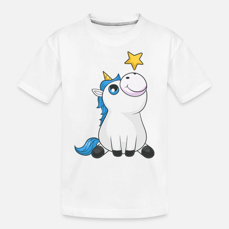 Süßes Comic Einhorn - Kinder Premium Bio T-Shirt - Weiß