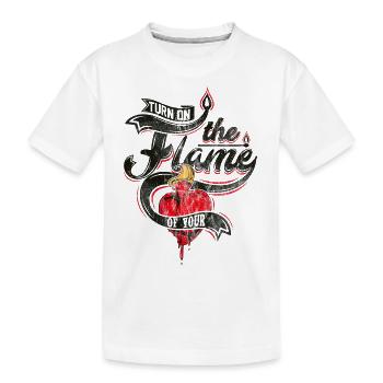 FLAMMEN HERZ - Romantisches Herzliches Geschenk - Kinder Premium Bio T-Shirt - Weiß - Vorne