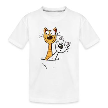 Two funny cats in the shirt - cat - kitten -fun - Kids' Premium Organic T-Shirt - white - Front
