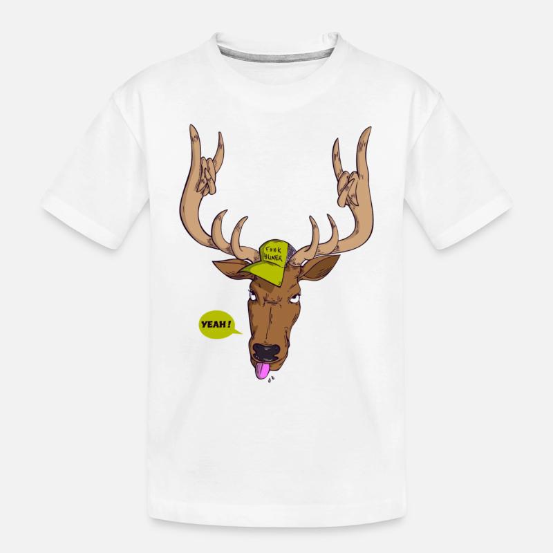 Rock Hirsch - Kinder Premium Bio T-Shirt - Weiß