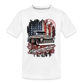 Umweltfreundlich amerikanischer V8 Vintage Pickup - Kinder Premium Bio T-Shirt - Weiß - Vorne