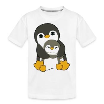 Penguin Hugging - Kids' Premium Organic T-Shirt - white - Front