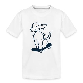 Skateboard Pudel - Kinder Premium Bio T-Shirt - Weiß - Vorne