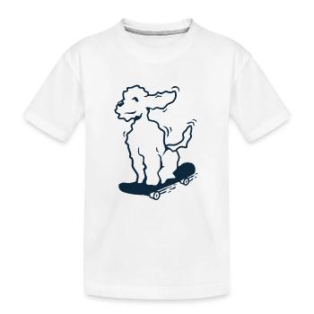 Skateboard Poodle nur Outline - Kinder Premium Bio T-Shirt - Weiß - Vorne