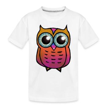 Orange und rosa Eule strukturierte haarige Eule / Süße Eule - Kinder Premium Bio T-Shirt - Weiß - Vorne