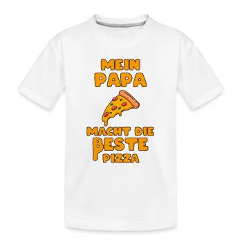 Mein Papa macht die beste Pizza Spruch Pizzeria - Kinder Premium Bio T-Shirt - Weiß - Vorne