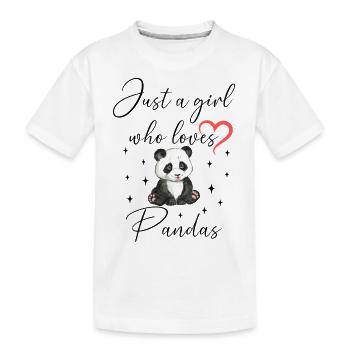 Frau Mädchen Liebe Herz Panda - Kinder Premium Bio T-Shirt - Weiß - Vorne