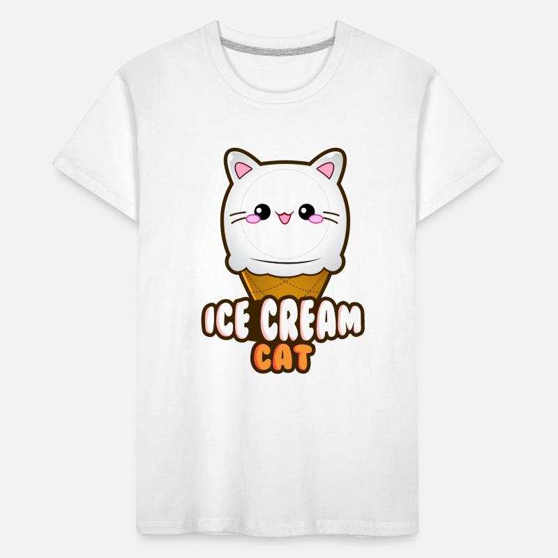Ice Cream Cat Eiscreme Eis Katze Vanille Eiskugel Kinder Premium Bio T-Shirt
