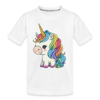 00246 süßes Baby Einhorn mit Regenbogenmähne - Kinder Premium Bio T-Shirt - Weiß - Vorne