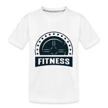 Fitness Hantel Schwarz - Kinder Premium Bio T-Shirt - Weiß - Vorne