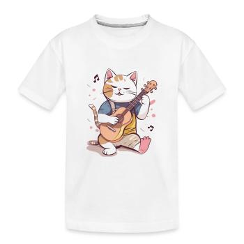Chat mignon avec guitare - T-shirt bio Premium Enfant - blanc - Devant