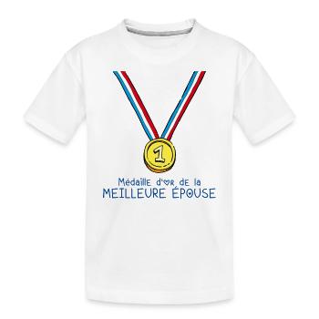 T-shirt Médaille d'or de la meilleure épouse - T-shirt bio Premium Enfant - blanc - Devant