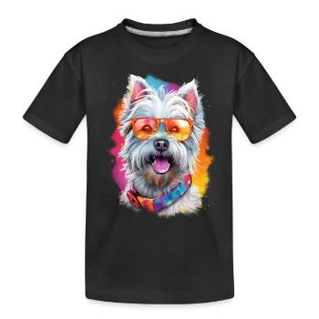 T-Shirt mit Westie-Hund - Kinder Premium Bio T-Shirt - Schwarz - Vorne
