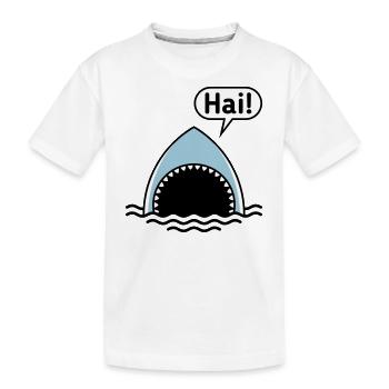 Hai! (Haifisch / Sprechblase / Comic / Cartoon) - Kinder Premium Bio T-Shirt - Weiß - Vorne