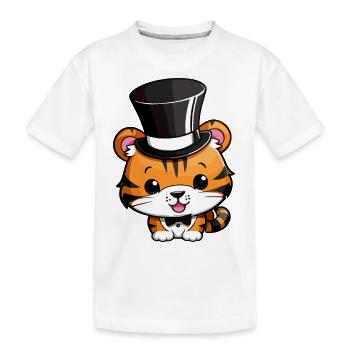 Tigre mignon avec un chapeau - T-shirt bio Premium Enfant - blanc - Devant