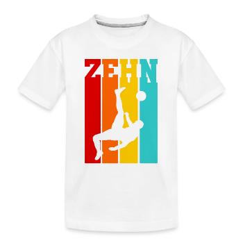 Zehn Jahre alt - Alter - Geburtstag - Kind Fußball - Kinder Premium Bio T-Shirt - Weiß - Vorne