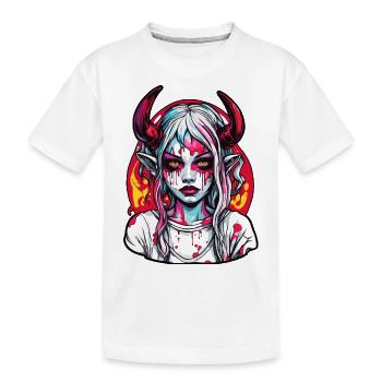 femme diabolique / sang / gothique / heavy metal - T-shirt bio Premium Enfant - blanc - Devant