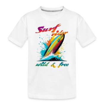Surf-Reiter. Wild & Frei - Kinder Premium Bio T-Shirt - Weiß - Vorne