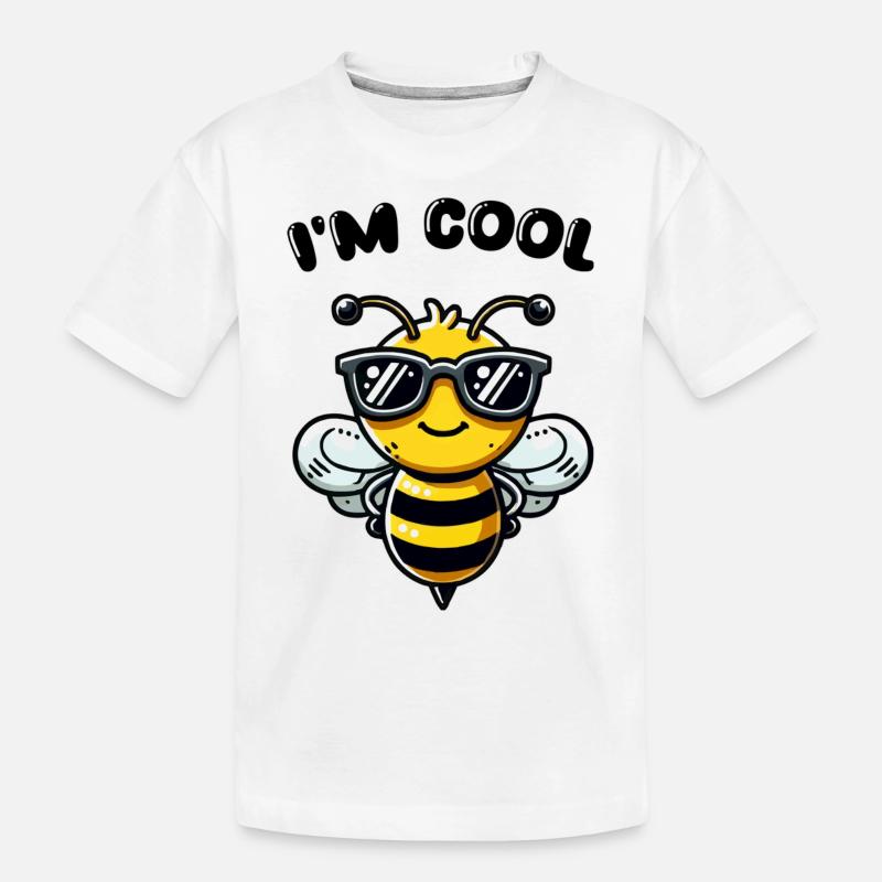 biene comic sonnenbrille - Kinder Premium Bio T-Shirt - Weiß