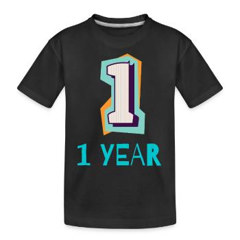 1. 1 Jahr. 1. JUBILÄUM. 1-JÄHRIGES JUBILÄUM. ANNI - Kinder Premium Bio T-Shirt - Schwarz - Vorne