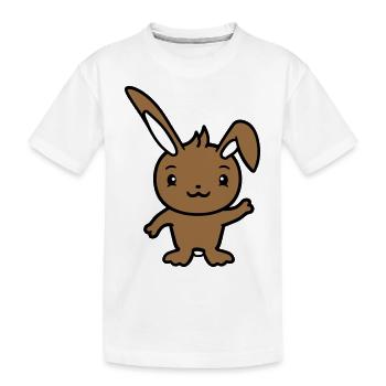 Hase winkt freundlich Begrüßung Hand winken Hallo - Kinder Premium Bio T-Shirt - Weiß - Vorne