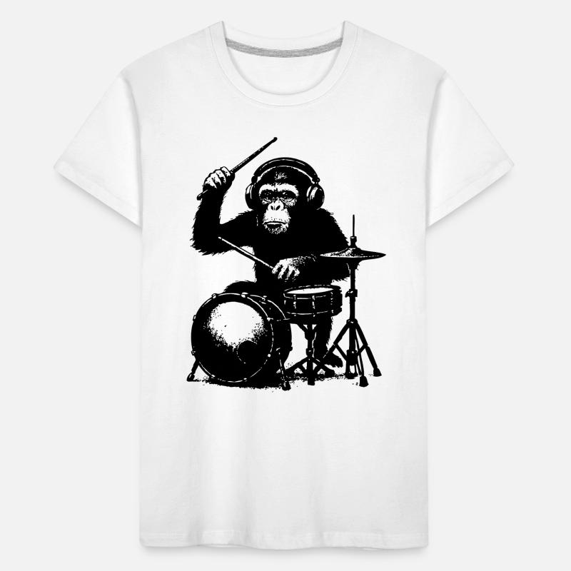 Grim monkey on drums Kids' Premium Organic T-Shirt