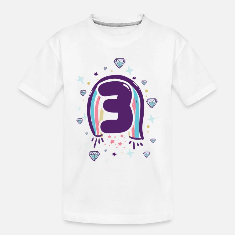 Emblem mit drei Regenbogen-Edelsteinen - Kinder Premium Bio T-Shirt - Weiß