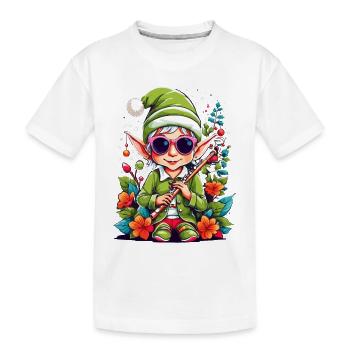 Elfe avec flûte - T-shirt bio Premium Enfant - blanc - Devant