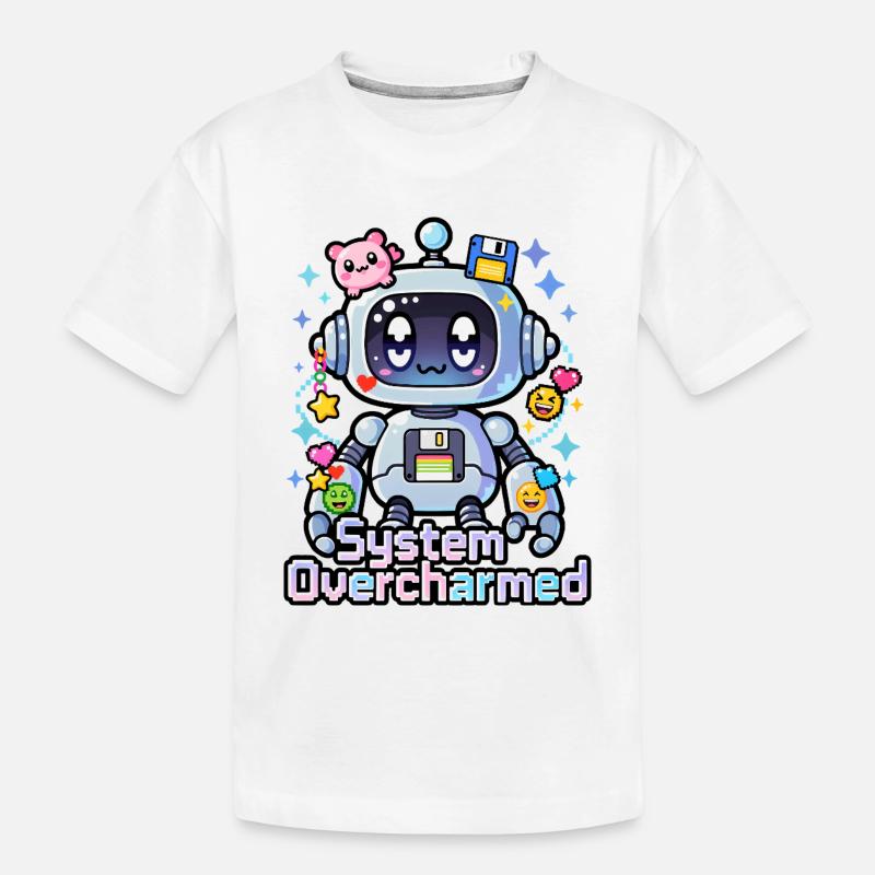 🤖 - Système surcharmé – Robot avec des breloques numériques - T-shirt bio Premium Enfant - blanc