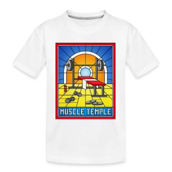 Muscle Temple Buntglas-Turnhalle - Kinder Premium Bio T-Shirt - Weiß - Vorne