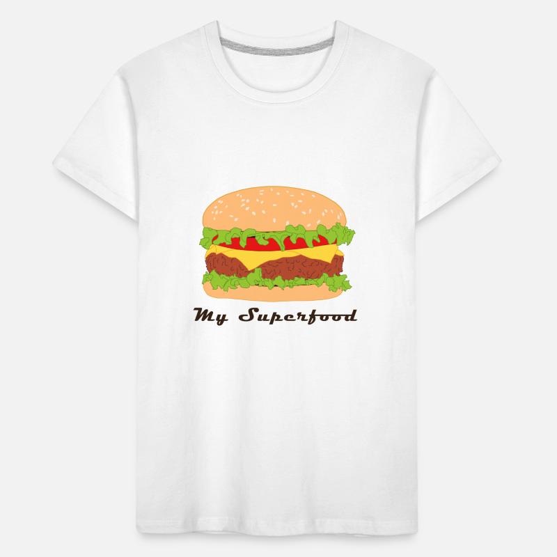 Comic Hamburger mit Spruch Kinder Premium Bio T-Shirt