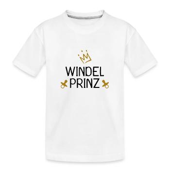 Baby Windel Prinz Krone - Kinder Premium Bio T-Shirt - Weiß - Vorne