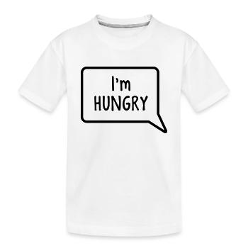 Ich bin hungrig Sprechblase Bauch Design - Kinder Premium Bio T-Shirt - Weiß - Vorne