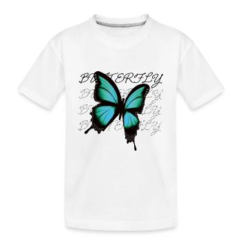 Schmetterling Blau T-shirt - Kinder Premium Bio T-Shirt - Weiß - Vorne