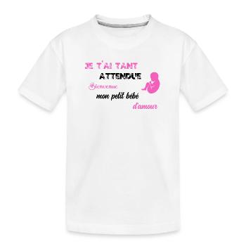 Je t ai tant attendu PNK BLK - T-shirt bio Premium Enfant - blanc - Devant