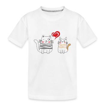 Valetine's Day Katzen Verliebte Paare Valentinstag - Kinder Premium Bio T-Shirt - Weiß - Vorne