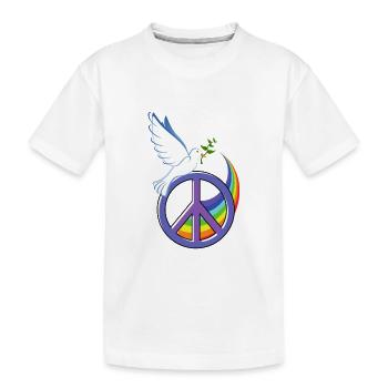 Paix colombe signe de paix paix arc en ciel - T-shirt bio Premium Enfant - blanc - Devant