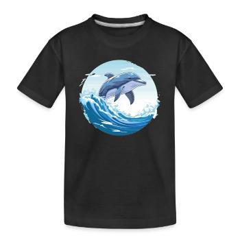 Jumping dolphin - Kids' Premium Organic T-Shirt - black - Front